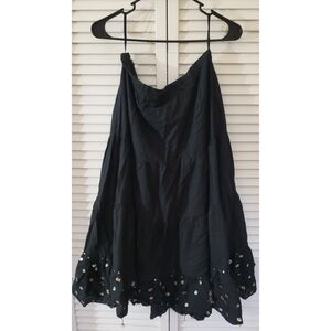 Edward Boho Black Midi Skirt Women Mirror Sequin Details Flowy Festival Gypsy L